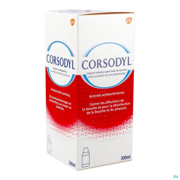 Corsodyl 2mg/ml Solution Bain Bouche 300ml